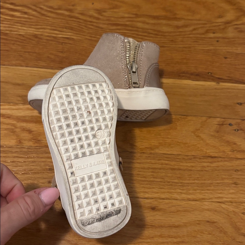 Kelly & Katie Tan and Gold Kids Sneakers image 2
